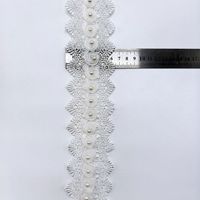 Renda Bunga 3D Putih yang Dapat Larut dalam Air dengan Hiasan Mutiara untuk Gaun Pengantin, Kerudung Pengantin, Bordir Tepi Renda, Pita