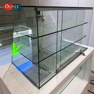 Exhibición única de lujo Soporte de madera Estalinita Estantes de exhibición de vidrio Gabinete de tienda de humo Exhibición de mostrador de vidrio templado - Product Image 6