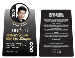 NUSPA Shampooing pour cheveux noirs à usage domestique non allergique Shampooing 100% couverture gris bio pour coloration des cheveux noirs