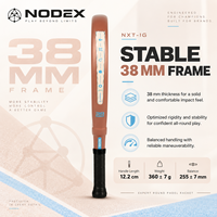 Raquette de padel NODEX NXT-IG, forme ronde, carbone argenté 18K, texture 3D, design de gorge triangulaire, 360g