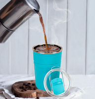 Gobelet isotherme pour boissons glacées avec revêtement en acier inoxydable 304, extérieur en silicone et couche de refroidissement