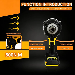 Llave de Impacto Inalámbrica, 1000N.m Torque Máximo, Portabrocas Ajustable de 4 mm, Motor sin Escobillas, Batería de Iones de Litio, Acabado Cromado, OEM Personalizado - Product Image 3