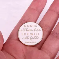 Broches et badges « Dieu est en elle, elle ne tombera pas » - Psaume 46:5, bijoux inspirés de la foi pour revers, sac à dos, accessoire de fête, en alliage