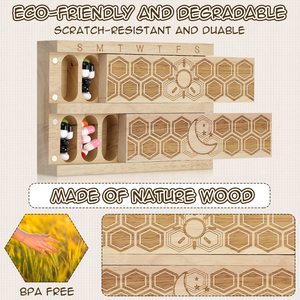 Degradable Bamboo Wood a Day 2 Times <b>Pill</b> Case Vitamin Dispenser Weekly <b>Pill</b> Organizer Holder Daily <b>Pill</b> Container Sorter <b>Box</b> - Product Image 3