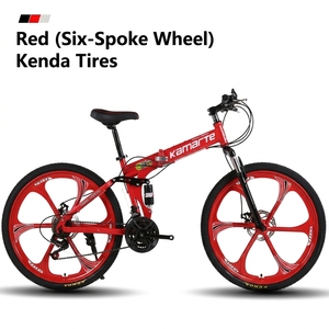Vélo de montagne pliable 24''26 pouces pour adultes, 21 vitesses, amortisseur, frein à disque, cadre en acier au carbone, jantes en alliage d'aluminium, pour étudiants - Product Image 6