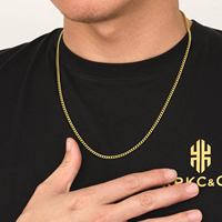 KRKC Vente en Gros Chaîne Homme en Acier Inoxydable Plaqué Or 14k Maillons Cubains Miami, Fermoir Mousqueton, Épaisseurs 3mm 4mm 5mm 6mm 8mm