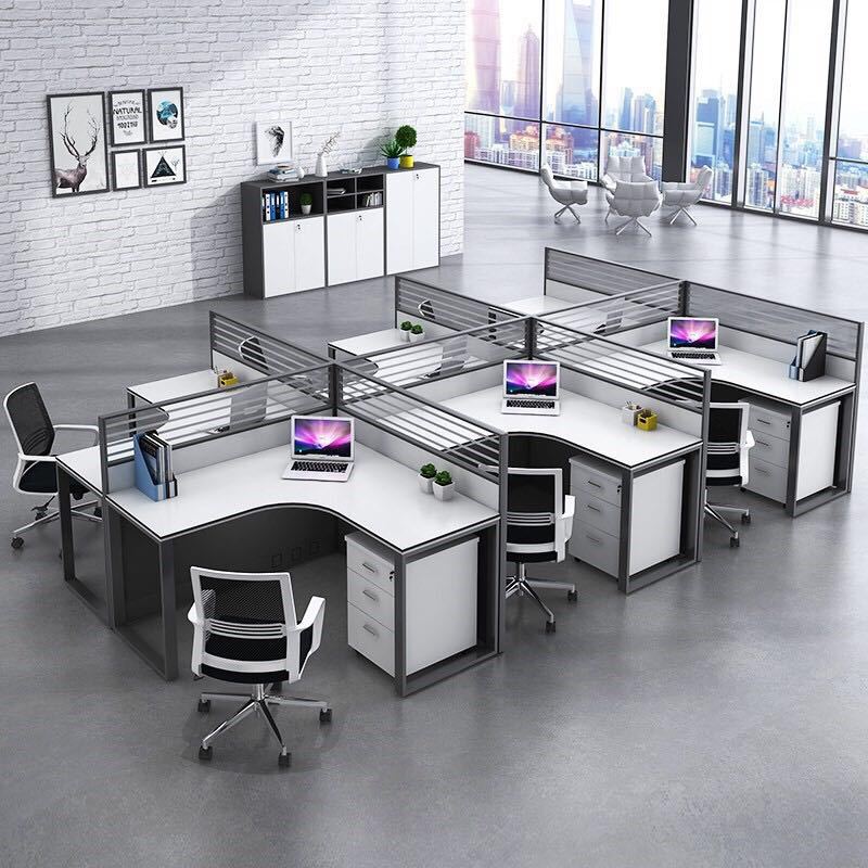 2022 г., новый дизайн, Т-образная металлическая база, офисная мебель, Высококачественная рабочая станция со стеклянной перегородкой