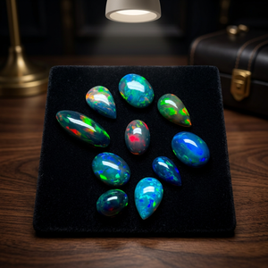 W.A. Gemas de Ópalo Natural Ahumado Negro, Cabujones Sueltos con Corte Mixto y Juego de Color Fuego para Joyería - Product Image 6