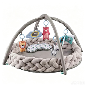 Transat bébé en flanelle douce tressée avec pare-chocs, tapis d'éveil et <span class=keywords><strong>de</strong></span> jeu en coton doux pour bébé, piscine à balles modulable - Product Image 2
