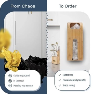 Organizzatore per Sacchetti in Plastica <span class=keywords><strong>da</strong></span> Parete in Bambù Naturale, Porta Sacchetti per Dispensa e Cucina - Product Image 5