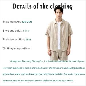 <span class=keywords><strong>Camicia</strong></span> da <span class=keywords><strong>Uomo</strong></span> di Alta Qualità in <span class=keywords><strong>Lino</strong></span> e Cotone, Antirughe, Manica Corta, Colletto Classico, Chiusura con Bottone Singolo, Traspirante - Product Image 5