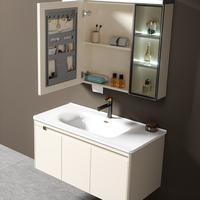 Meuble de salle de bain moderne et élégant avec miroir intelligent, vasque en céramique et armoire en alliage d'aluminium - Solution de rangement de haute qualité (certifié CE/UL)