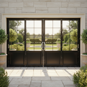 Portes coulissantes 3 panneaux en aluminium <span class=keywords><strong>avec</strong></span> ouverture infrarouge, verre noir, fabrication <span class=keywords><strong>sur</strong></span> <span class=keywords><strong>mesure</strong></span>, norme européenne, 1 ensemble - Product Image 3