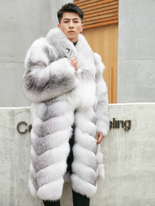 Tendance de la mode Hiver Garder au chaud Manteau long élégant Col design Fourrure de renard croisé pour hommes - Product Image 3
