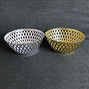 8 "or argent rond subtilité léger compact squelette losange motif bol décoratif fruits plat plateau chargeur <span class=keywords><strong>assiette</strong></span> - Product Image 2
