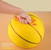 Ballon de basket silencieux en mousse PU pour enfants, jouet d'entraînement d'intérieur, rebond élastique, avec sac en filet, 18-24 cm, unisexe