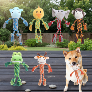 Jouet à mâcher pour chien en corde douce et pelucheuse, design animal, écologique, pour le nettoyage des dents des grands chiots, activités de plein air - Product Image 4