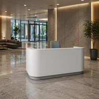 Comptoir de réception moderne personnalisé avec éclairage LED, surface solide résistante aux rayures et réparable, pour bureau, hôtel, clinique