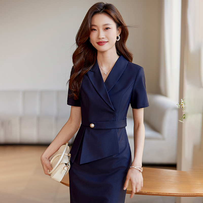 Professional Women's New Minimalist Summer Slimming Professional  Dress Slimming V-neck Professional Office Dress For Women