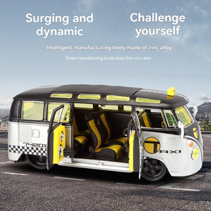 รถโมเดลเหล็กหล่อแบบดึงถอยหลัง ขนาด 1:24 รุ่น VW SAMBA รถแท็กซี่ ของเล่นสะสมตกแต่ง ของขวัญสำหรับเด็กผู้ชาย - Product Image 5