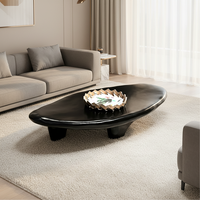 Table basse ovale irrégulière de luxe moderne et créative pour salon, en PRF (plastique renforcé de fibres de verre), noire, avec rangement facile