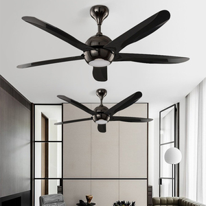 พัดลมเพดาน56นิ้วสีดำทันสมัยพร้อมไฟและรีโมทควบคุมสำหรับลานบ้านฟาร์มห้องนอน - Product Image 5