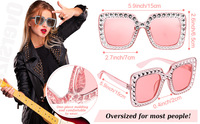 Lunettes de soleil pour femmes, lunettes de soleil carrées blanches avec diamants, lunettes de soleil rétro pour femmes, lunettes de soleil de créateur à monture carrée surdimensionnée
