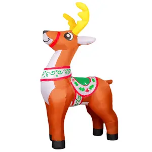 2024圣诞充气室外驯鹿户外装饰品庭院可爱鹿带发光二极管圣诞花园草坪室内派对装饰