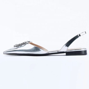 Sandalias de Mujer con Parte Superior Metálica Patentada, Adornadas con Diamantes, Sandalias Casuales con Tira Trasera, Zapatos Planos de Oficina para Mujer - Product Image 4