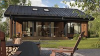 Maison en panneaux sandwich à ossature acier, design moderne, étanche et isolée, unité modulaire pour logement secondaire, hôtel, glamping, complexe hôtelier
