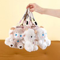 Boneka Domba Awan Lucu, Teman Meja, Mainan Plush, Kalung Mutiara, Boneka Domba Kecil dari Katun, Gantungan Tas, Gantungan Ransel