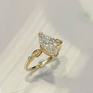9K-18K Gold 1.53CT Lab-Grown Diamond <b>Ring</b>, 2.307g <b>Custom</b> Pave Setting Wedding/Engagement <b>Ring</b>, Luxury Jewelry - Product Image 6