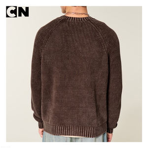 Pull en coton 100% vintage à col roulé, lavage à la pierre, tricoté côtelé, pour homme, logo personnalisé, fabricant de pulls certifié GRS - Product Image 4