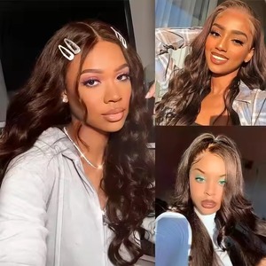Raw Malaysian Remy <strong>Wig</strong> 13*4 Transparent <strong>HD</strong> Lace Frontal Chocolate Brown Body Wave Glueless Lace Front Human Hair <strong>Wigs</strong> <strong>Vendor</strong> - Product Image 3