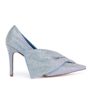 Escarpins sexy pour femmes à bout pointu, ornés de strass et de diamants, talons hauts, sandales à talon aiguille avec grand nœud - Product Image 5