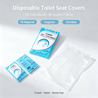 Housses de siège de toilette jetables en PE, emballées individuellement, 10 pièces/paquet, imperméables, pour les voyages, les hôtels, l'utilisation commerciale