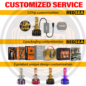 Redsea nueva llegada R33 Triple tubo de cobre ventilador de refrigeración 300W súper brillante H1 H4 H7 H11 luz LED para coche 9005 9006 faro para coche - Product Image 6