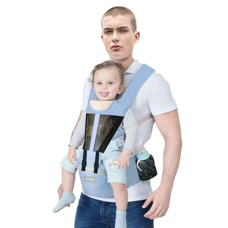 Four Seasons Multifunctional Double Shoulder Front Baby Sling with Waist Stool Hipseat and Storage Pocket