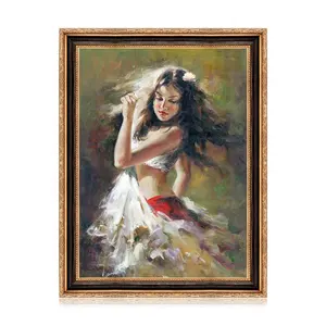 Pinturas al óleo de Ballet pintadas a mano para chica, diseño profesional de Arte Moderno, pinturas al óleo