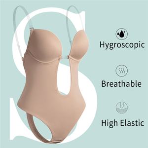 Wholesale Deep V-Neck Shapewear Bodysuit Women's Seamless Thong Lower <b>Body</b> Bra U <b>Low</b> <b>Back</b> No Corset <b>Shaper</b> - Product Image 2