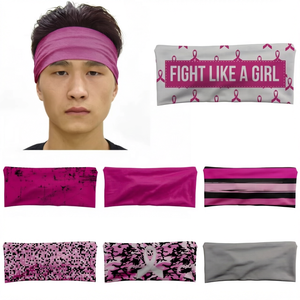Diadema Rosa para Concientización sobre el Cáncer de Mama, Banda Deportiva Lisa para el Cabello, Personalizable con Impresión, para Correr, Fútbol - Product Image 1