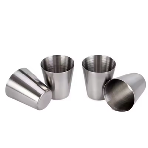Edelstahlbecher Premium Metallbecher Stapelbare Langlebige Schnapsgläser für Russland Krusovice Licher J&B R. Jelinek - Product Image 1