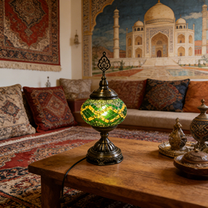 Lampe en mosaïque turque de style Art Déco, lampe de chevet avec abat-jour en acrylique, design rustique pour salle de lecture - Product Image 4