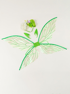 Decora oggetti di scena fata, retro farfalla verde trasparente, ornamenti ala principessa e bambina per bambini - Product Image 4