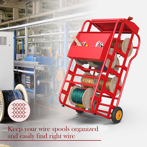 Distributeur de crémaillère de fil électrique multi-bobines JH-Mech avec roues et plateau de rangement Capacité de 300 lb Enrouleur de fil Caddy - Product Image 2