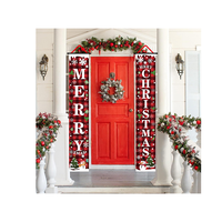 Drapeau de Noël rouge pour porche, bannière de porte, drapeau de bienvenue, Joy Merry Christmas, en polyester