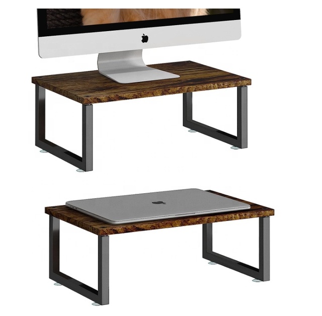 Office Laptop Computer Wood Desk Storage Organizer Monitor Stand Riser