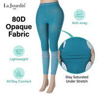 La Jourdin 80D Collants de sport longs et fins en jacquard tricoté sans couture, taille haute, effet sculptant, pour femme, opaques, pour l'été