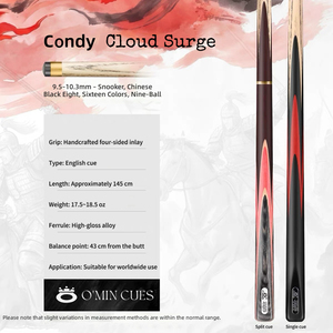 Taco de Snooker Inglés Hecho a Mano O'MIN <span class=keywords><strong>Cloud</strong></span> Surge - Madera de Fresno Norteamericano con Incrustaciones de 4 Lados, Estructura Estable Antideformación - Product Image 4