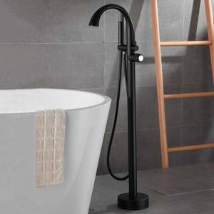 Grifo de Bañera de Pie de Latón Negro con Monomando, Grifo de <span class=keywords><strong>Ducha</strong></span> de Suelo para Baño - Product Image 1